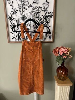 So Rust Orange Corduroy Cotton Mini Overall Dress Size XL